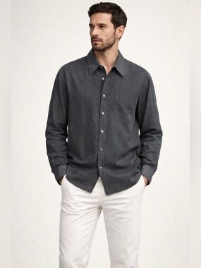 BOSS Hugo Boss Charcoal Gray Dress Shirt 17½ / 44 Made in Italy